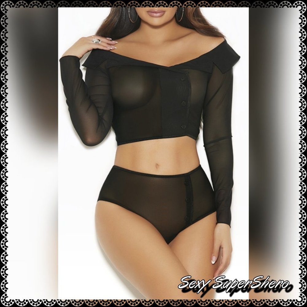 ⚡FLASH SALE!!⚡🆕Off the Shoulder LS Top & High Waist Lingerie Set